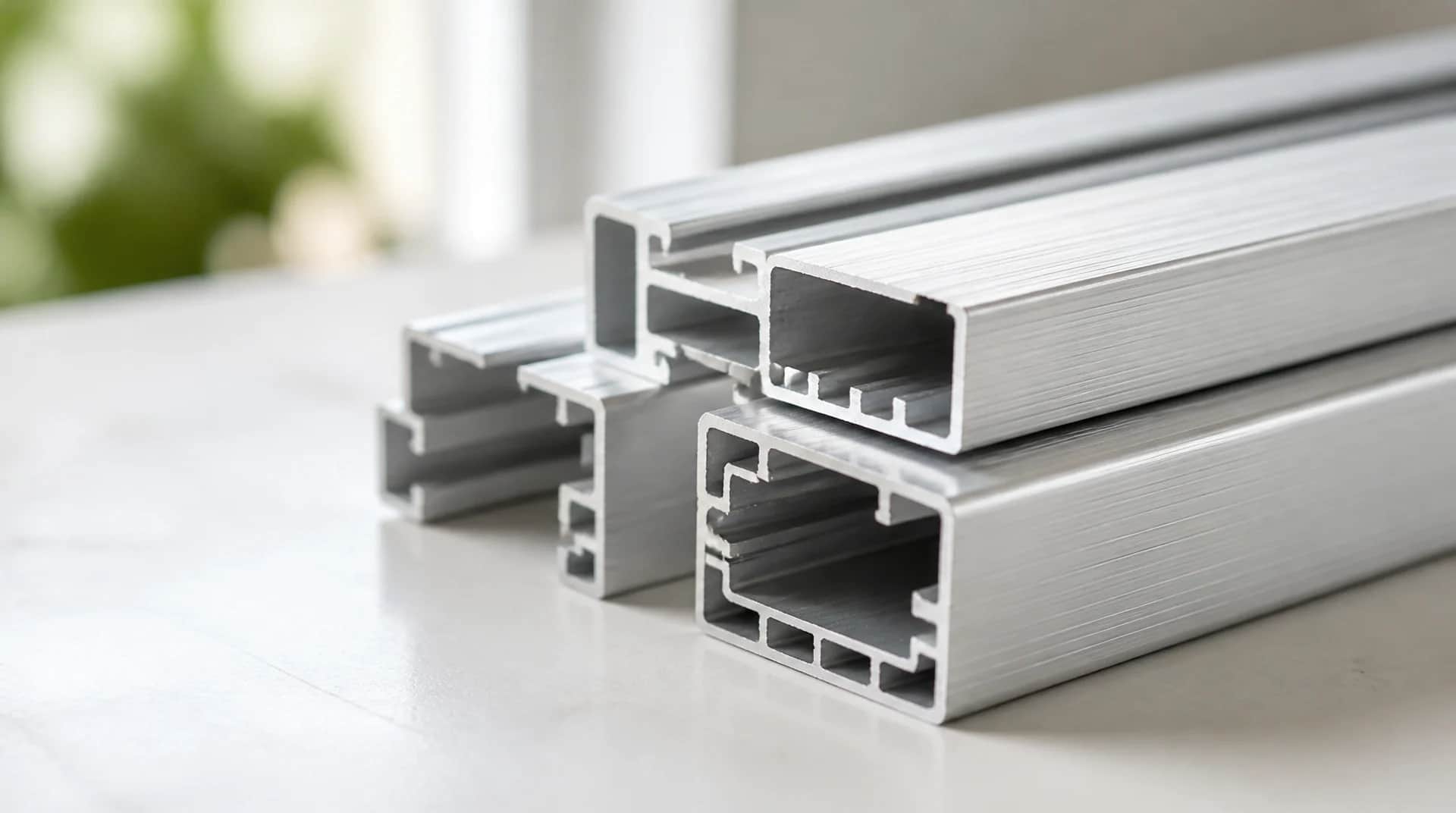 Aluminum extrusion profiles and billet showing typical aluminum manufacturer output