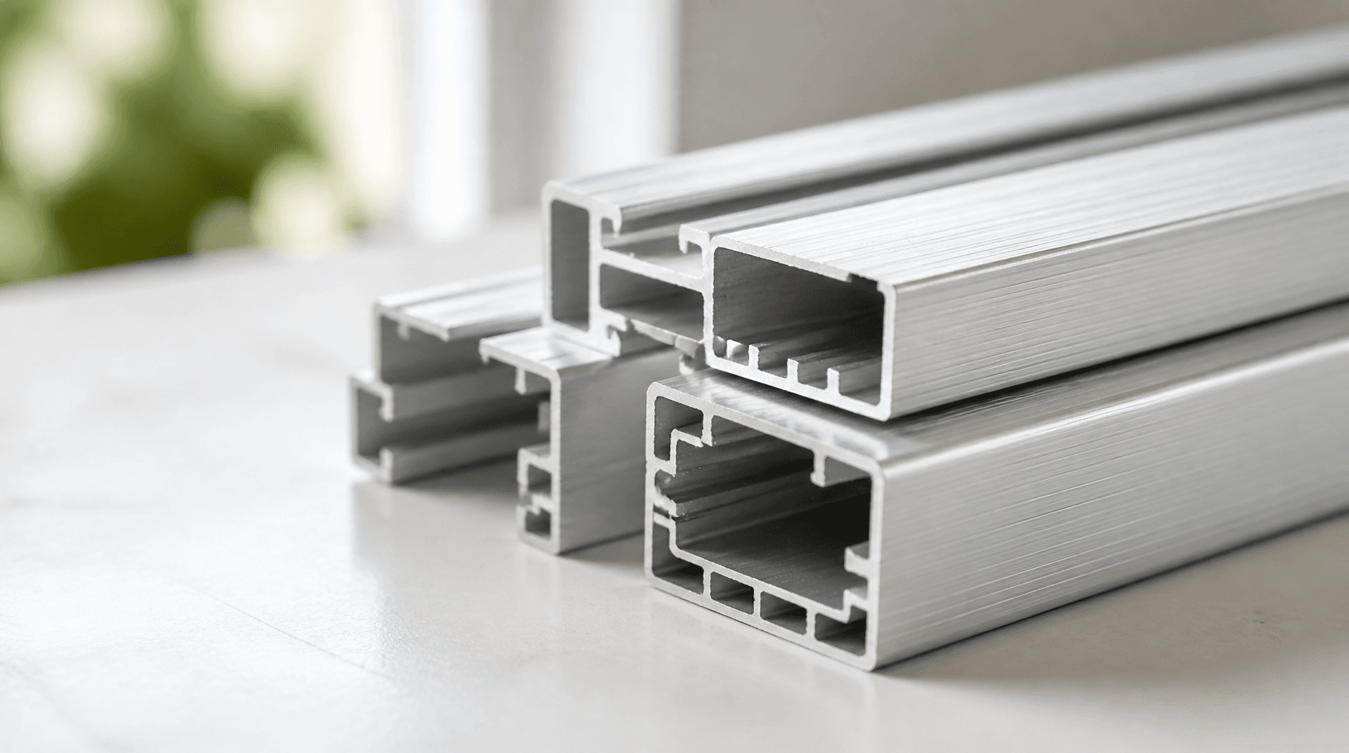 A close view of fabricated aluminum profiles