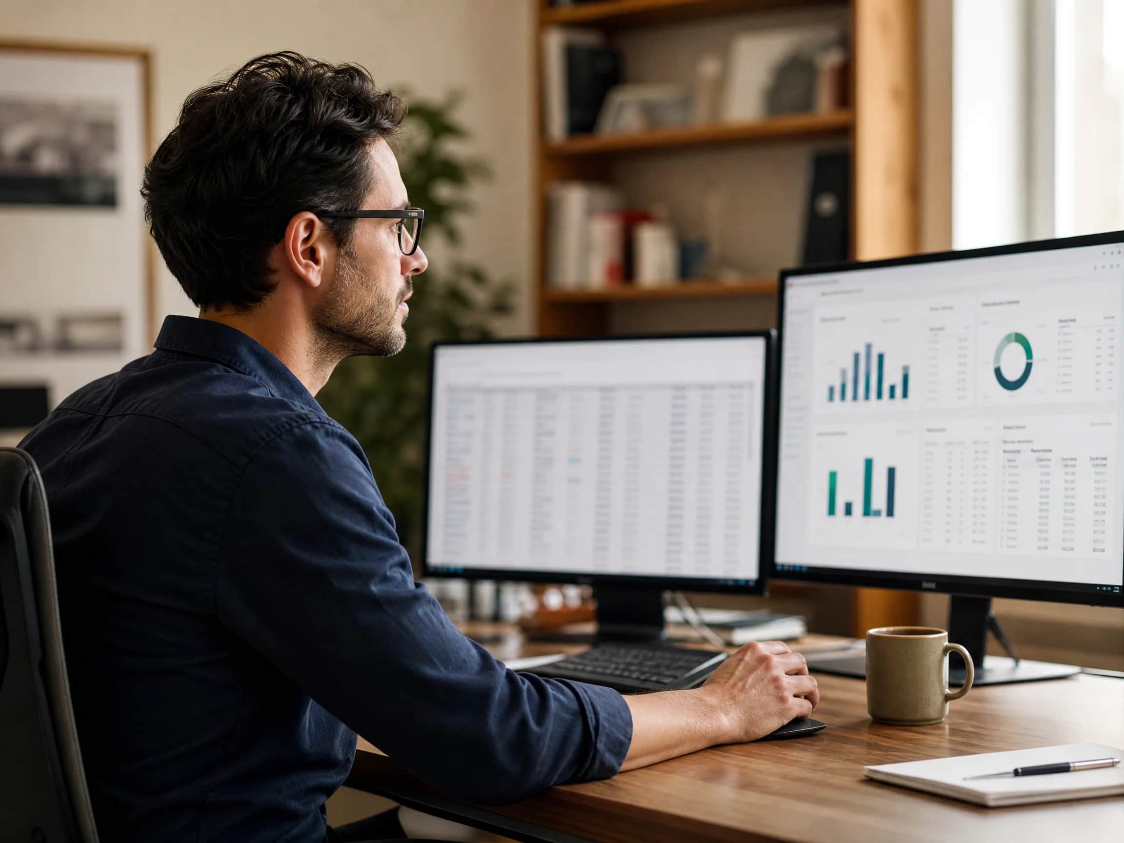 Consultant reviewing AI visibility strategy for B2B brand